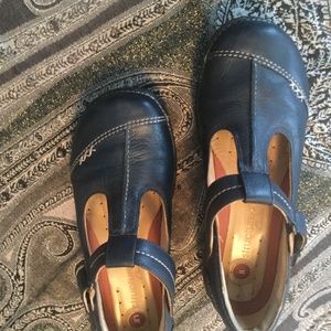 Dark Blue Leather Mary Janes